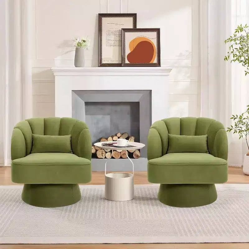 Fauteuil pivotant Acekool 360° – Fauteuil de salon douillet en velours Teddy