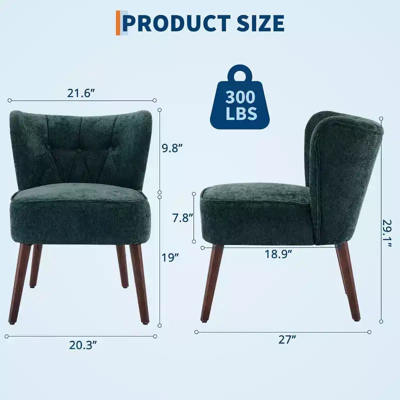 Acekool - Chaise moderne sans accoudoirs - Rembourrage en velours moelleux avec pieds en bois (plusieurs couleurs)