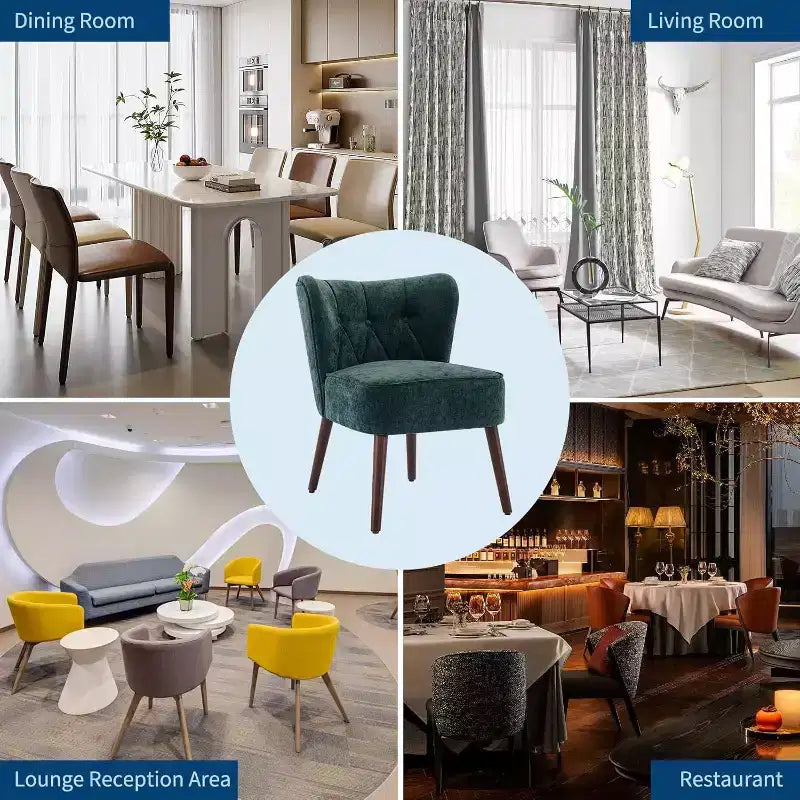 Acekool - Chaise moderne sans accoudoirs - Rembourrage en velours moelleux avec pieds en bois (plusieurs couleurs)