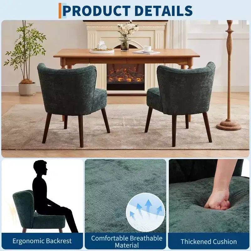 Acekool - Chaise moderne sans accoudoirs - Rembourrage en velours moelleux avec pieds en bois (plusieurs couleurs)