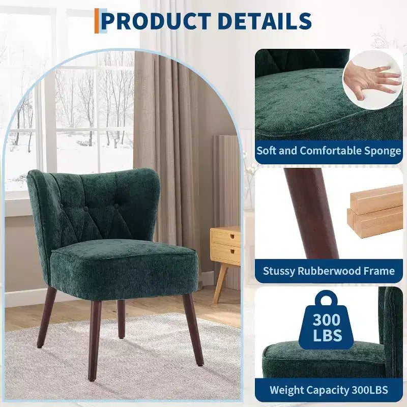 Acekool - Chaise moderne sans accoudoirs - Rembourrage en velours moelleux avec pieds en bois (plusieurs couleurs)