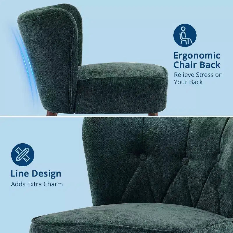 Acekool - Chaise moderne sans accoudoirs - Rembourrage en velours moelleux avec pieds en bois (plusieurs couleurs)