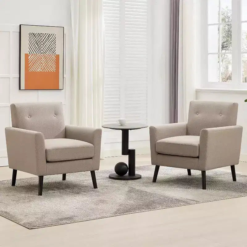 Fauteuil d'appoint en tissu Acekool avec pieds en bois, fauteuil de style moderne du milieu du siècle pour salon, chambre à coucher, appartement