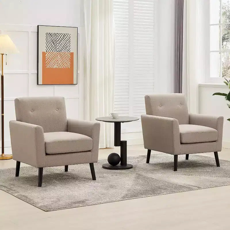 Fauteuil d'appoint en tissu Acekool avec pieds en bois, fauteuil de style moderne du milieu du siècle pour salon, chambre à coucher, appartement