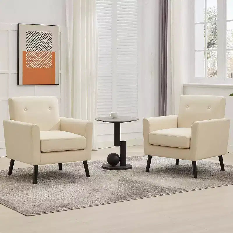 Fauteuil d'appoint en tissu Acekool avec pieds en bois, fauteuil de style moderne du milieu du siècle pour salon, chambre à coucher, appartement