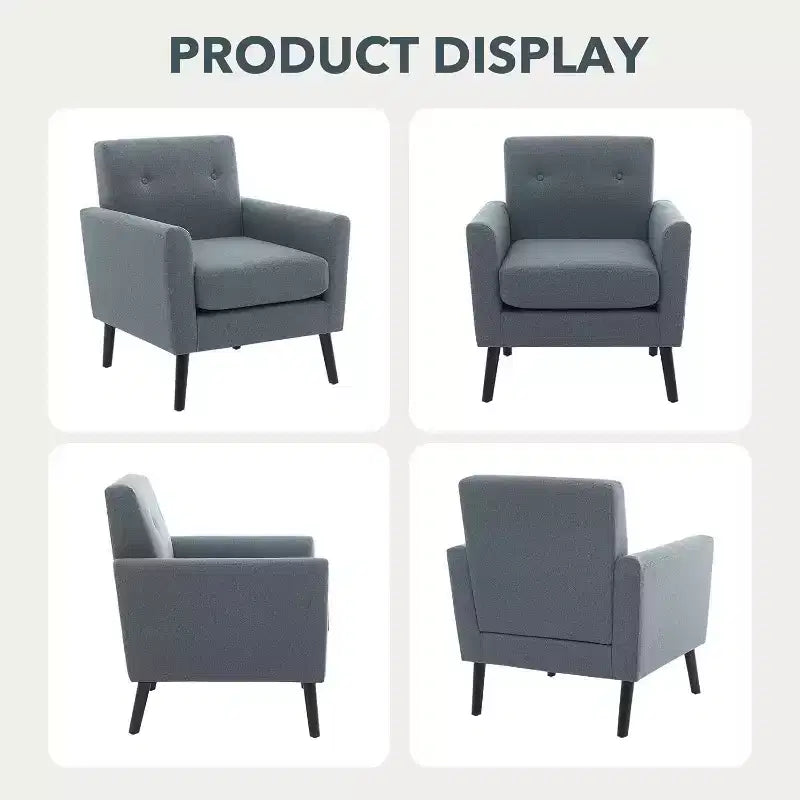 Fauteuil d'appoint en tissu Acekool avec pieds en bois, fauteuil de style moderne du milieu du siècle pour salon, chambre à coucher, appartement
