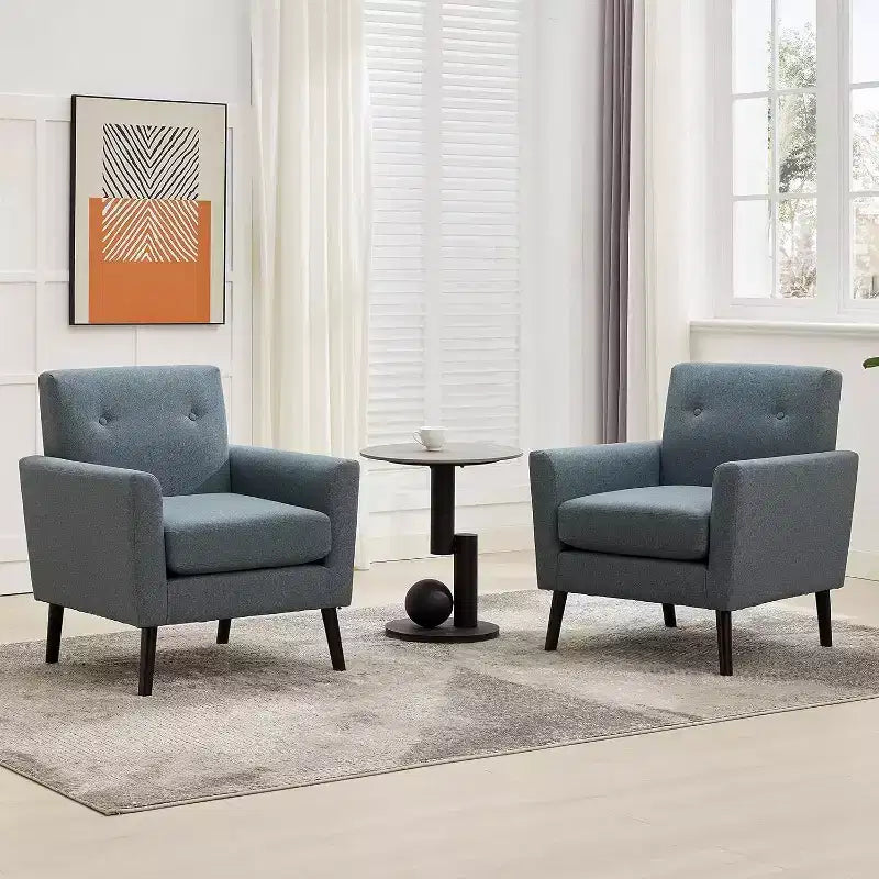 Fauteuil d'appoint en tissu Acekool avec pieds en bois, fauteuil de style moderne du milieu du siècle pour salon, chambre à coucher, appartement