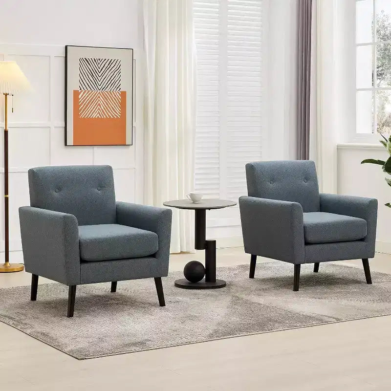 Fauteuil d'appoint en tissu Acekool avec pieds en bois, fauteuil de style moderne du milieu du siècle pour salon, chambre à coucher, appartement