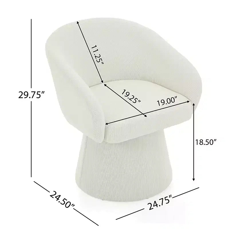 Christopher Knight Home Thane Fauteuil d'appoint pivotant moderne de style Mid-Century en velours côtelé