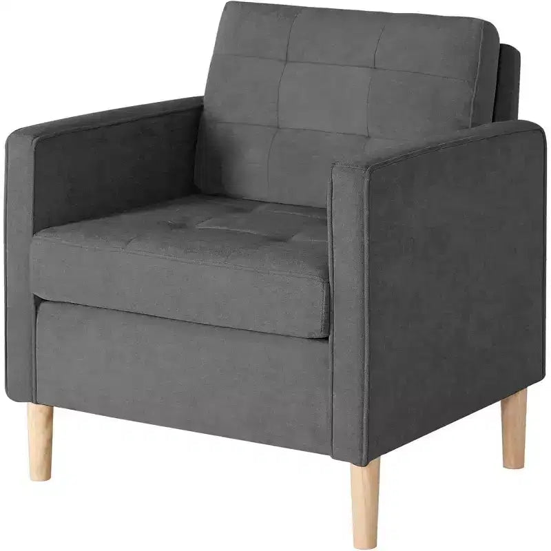 TYBOATLE Decor Linen Comfy Round Arms Chair for Living Room, Reading Leisure Chair with High Back for Living Room Bedroom Waiting Room, Grey