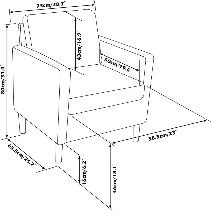 Fauteuil décoratif TYBOATLE en lin confortable à accoudoirs arrondis pour salon, chaise de lecture et de détente à dossier haut pour salon, chambre, salle d'attente, gris