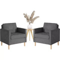TYBOATLE Decor Linen Comfy Round Arms Chair Set of 2 for Living Room, Reading Leisure Chair with High Back for Living Room Bedroom Waiting Room, Grey