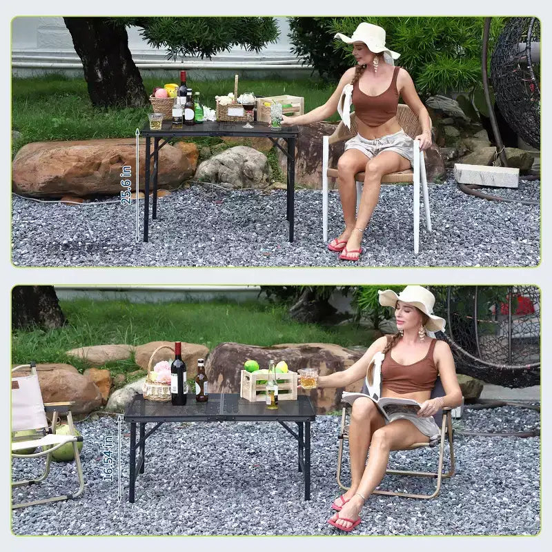 Table pliante à cadre en aluminium et treillis de fer