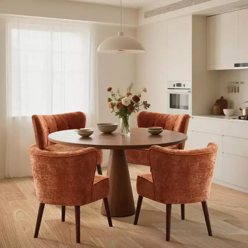 Fauteuil d'appoint mi-siècle GustoWave avec pieds en bois massif, fauteuil d'appoint capitonné moderne avec dossier à oreilles, chaises de salle à manger