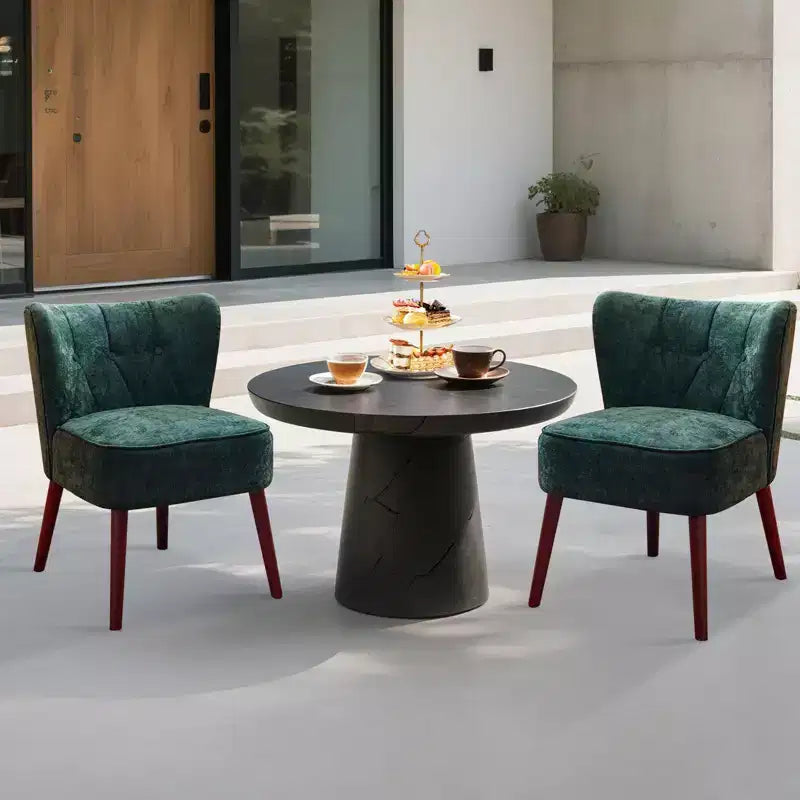 Fauteuil d'appoint mi-siècle GustoWave avec pieds en bois massif, fauteuil d'appoint capitonné moderne avec dossier à oreilles, chaises de salle à manger