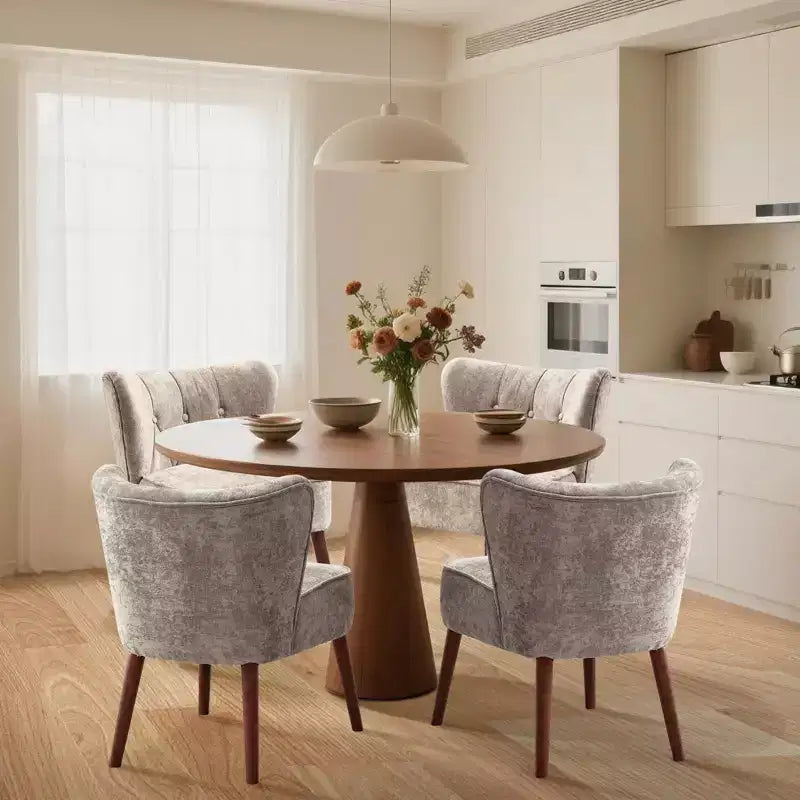 Fauteuil d'appoint mi-siècle GustoWave avec pieds en bois massif, fauteuil d'appoint capitonné moderne avec dossier à oreilles, chaises de salle à manger