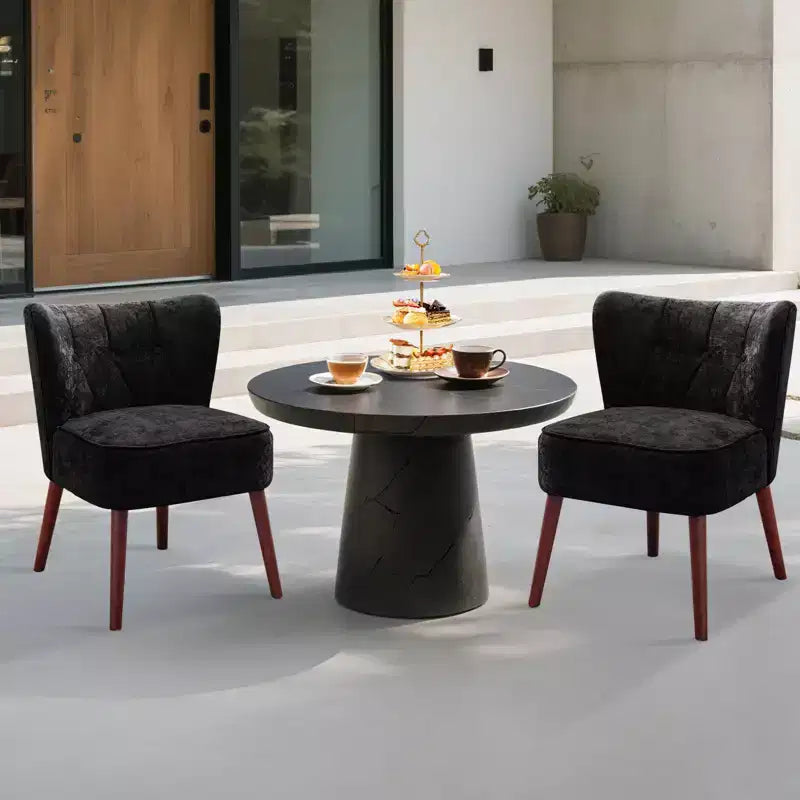 Fauteuil d'appoint mi-siècle GustoWave avec pieds en bois massif, fauteuil d'appoint capitonné moderne avec dossier à oreilles, chaises de salle à manger