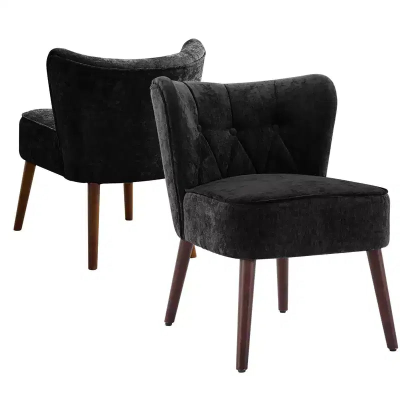 GustoWave Mid Century Accent Chair with Solid Wood Legs, Modern Upholstered Wingback Living Room Chair, Dining Chairs