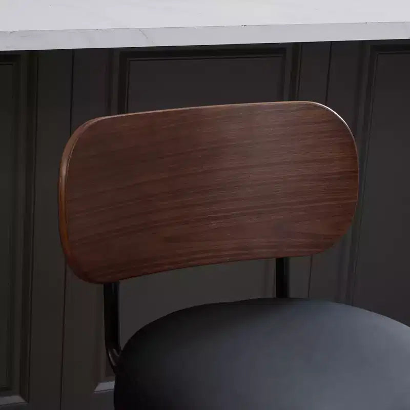 CLIHOME Set of 2 Swivel Bar Stools, 26 Upholstered Faux Leather Counter Height Barstools with Walnut Back & Bentwood Legs