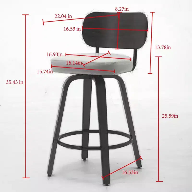 CLIHOME Set of 2 Swivel Bar Stools, 26 Upholstered Faux Leather Counter Height Barstools with Walnut Back & Bentwood Legs