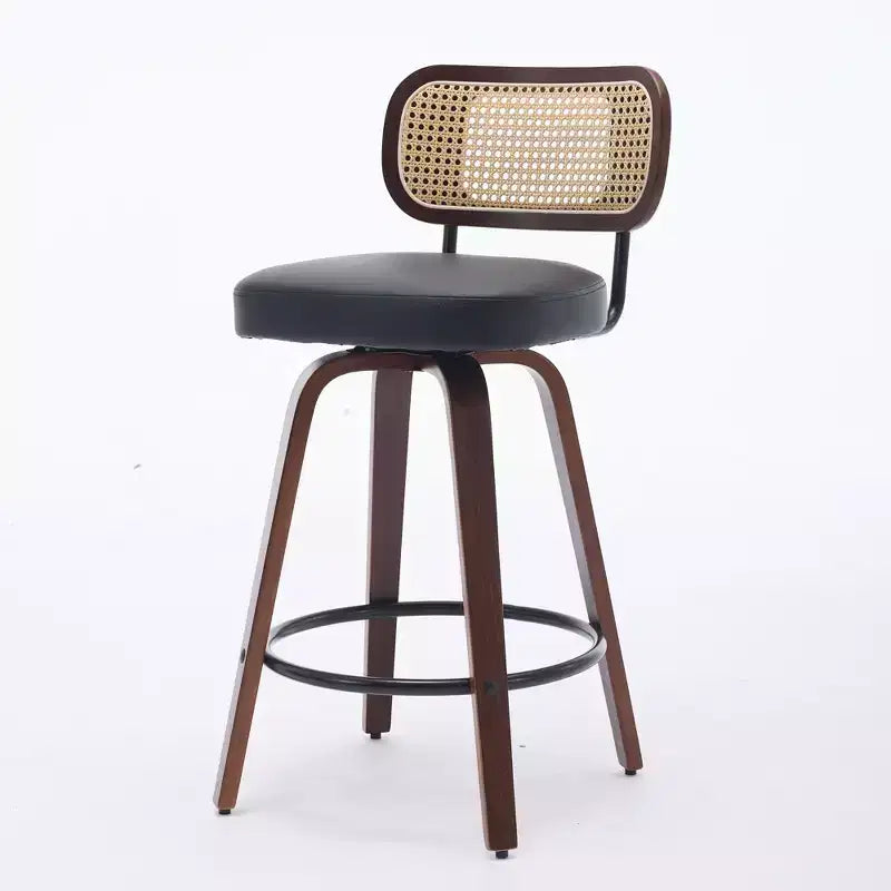 CLIHOME Lot de 2 tabourets de bar hauteur comptoir - Tabourets de bar 26 pouces en rotin avec dossier en canne et assise rembourrée