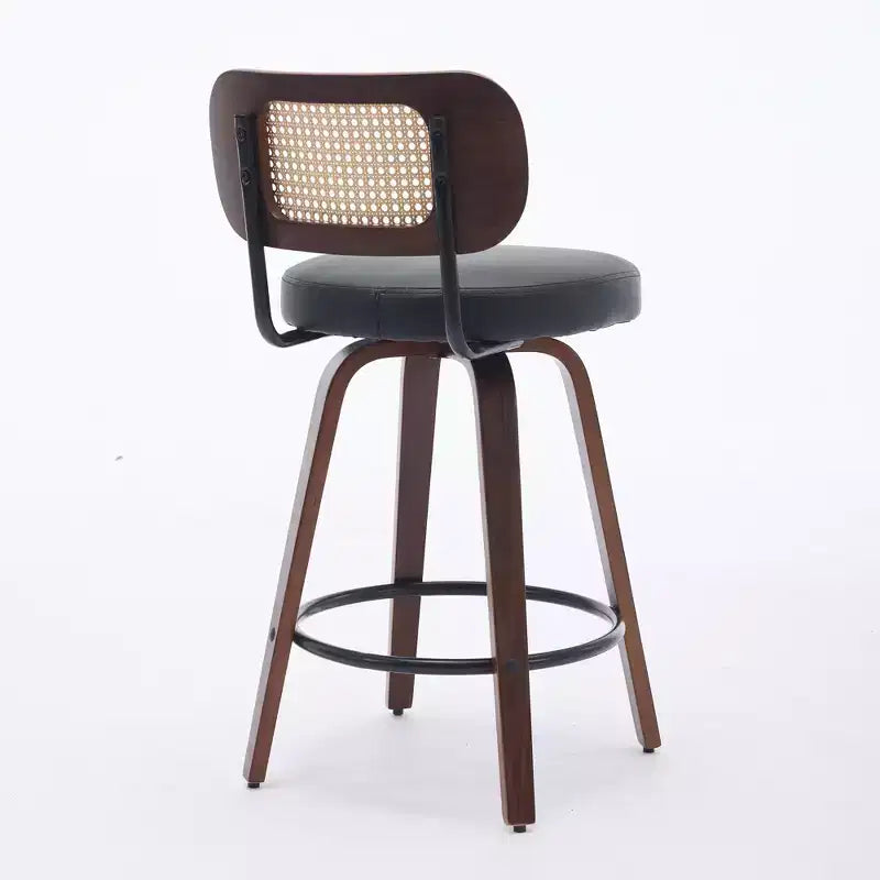 CLIHOME Lot de 2 tabourets de bar hauteur comptoir - Tabourets de bar 26 pouces en rotin avec dossier en canne et assise rembourrée