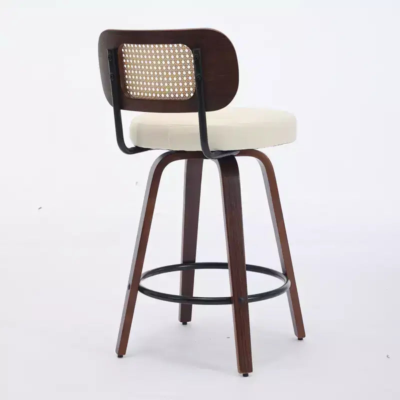 CLIHOME Lot de 2 tabourets de bar hauteur comptoir - Tabourets de bar 26 pouces en rotin avec dossier en canne et assise rembourrée