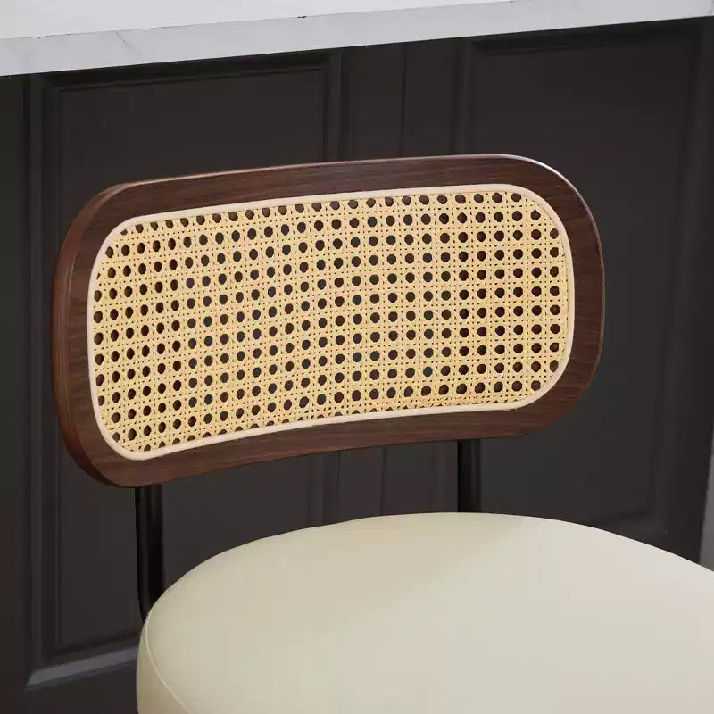 CLIHOME Lot de 2 tabourets de bar hauteur comptoir - Tabourets de bar 26 pouces en rotin avec dossier en canne et assise rembourrée