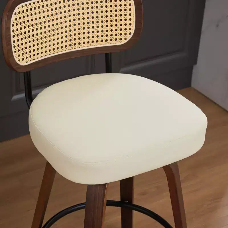 CLIHOME Lot de 2 tabourets de bar hauteur comptoir - Tabourets de bar 26 pouces en rotin avec dossier en canne et assise rembourrée