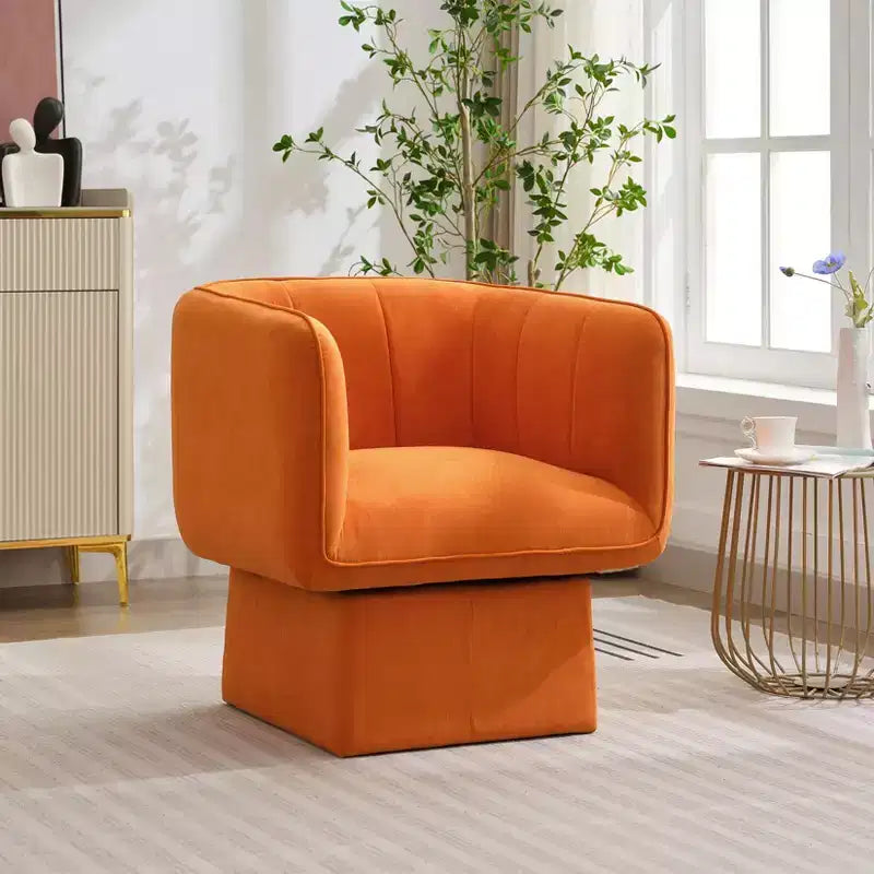 GustoWave Fauteuil d'appoint pivotant moderne 360, fauteuil pivotant rond avec coussin large, fauteuils de canapé en tissu velours moelleux
