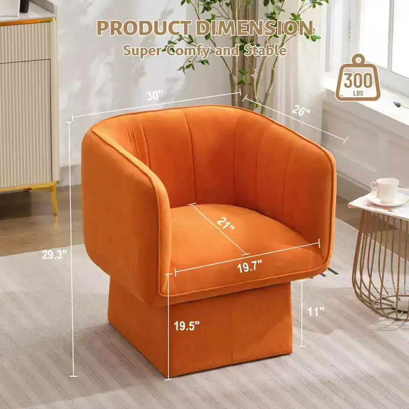 GustoWave Fauteuil d'appoint pivotant moderne 360, fauteuil pivotant rond avec coussin large, fauteuils de canapé en tissu velours moelleux