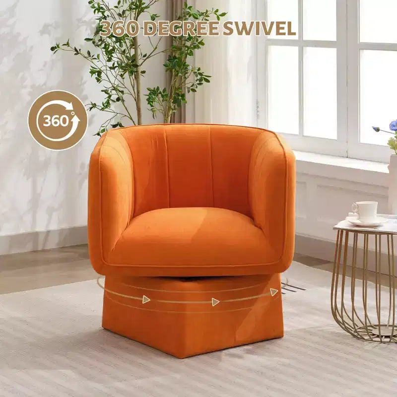 GustoWave Fauteuil d'appoint pivotant moderne 360, fauteuil pivotant rond avec coussin large, fauteuils de canapé en tissu velours moelleux