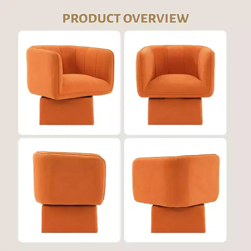 GustoWave Fauteuil d'appoint pivotant moderne 360, fauteuil pivotant rond avec coussin large, fauteuils de canapé en tissu velours moelleux