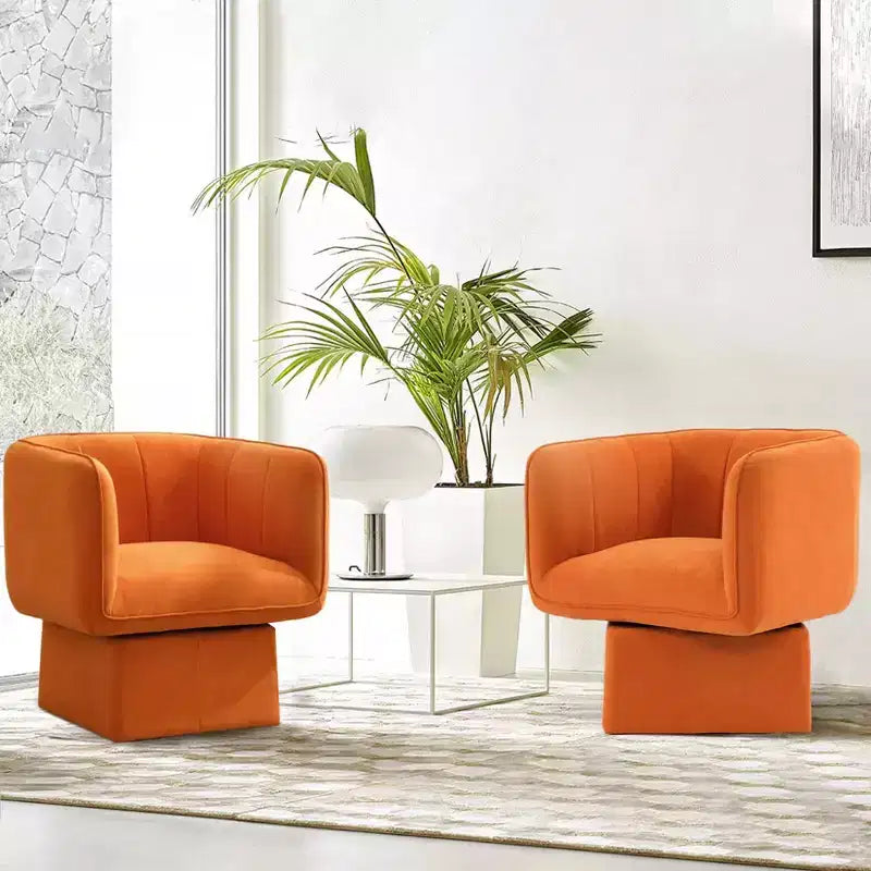 GustoWave Fauteuil d'appoint pivotant moderne 360, fauteuil pivotant rond avec coussin large, fauteuils de canapé en tissu velours moelleux