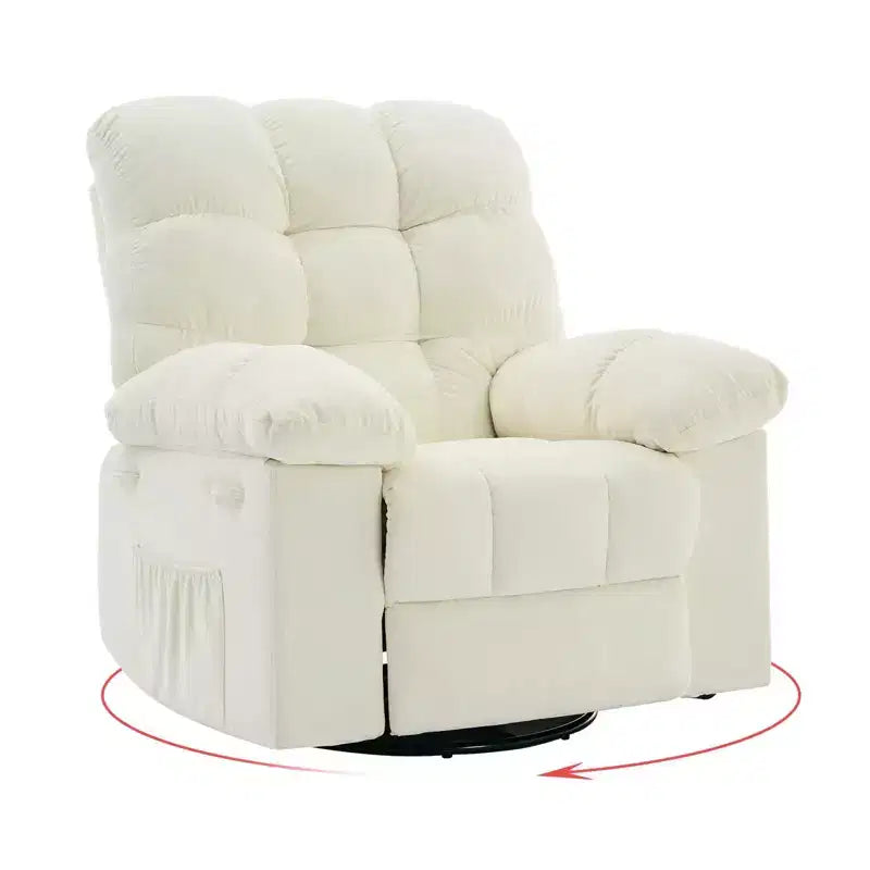 Fauteuil inclinable pivotant surdimensionné GUSTOWAVE pour adulte, inclinable manuel pivotant à 360°, canapé inclinable confortable en tissu doux