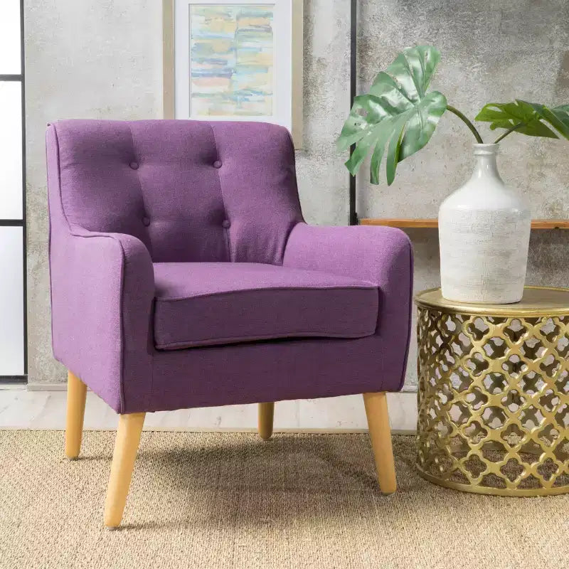 GDFStudio Merel Mid-Century Modern Fabric Tufted Accent Chair