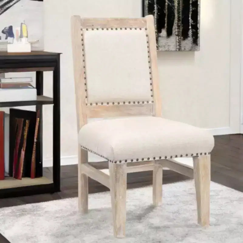HomeRoots 20 Beige And White Side Chair