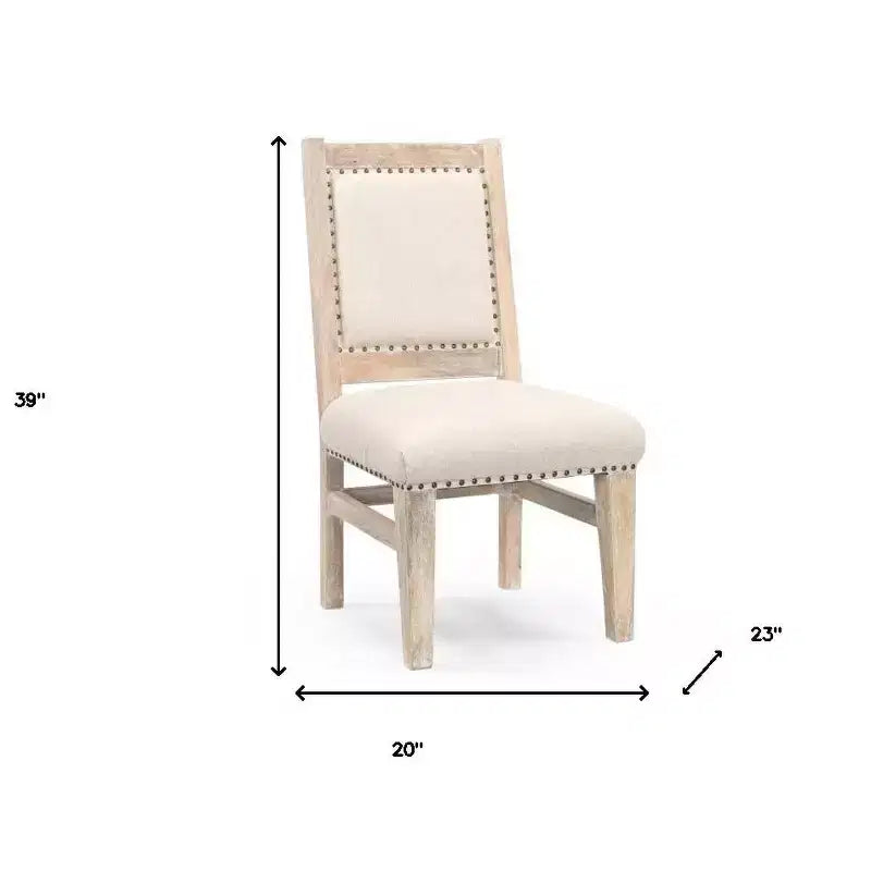 HomeRoots 20 Beige And White Side Chair