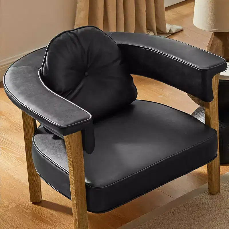 Chaise en cuir Art Leon avec cadre en frêne