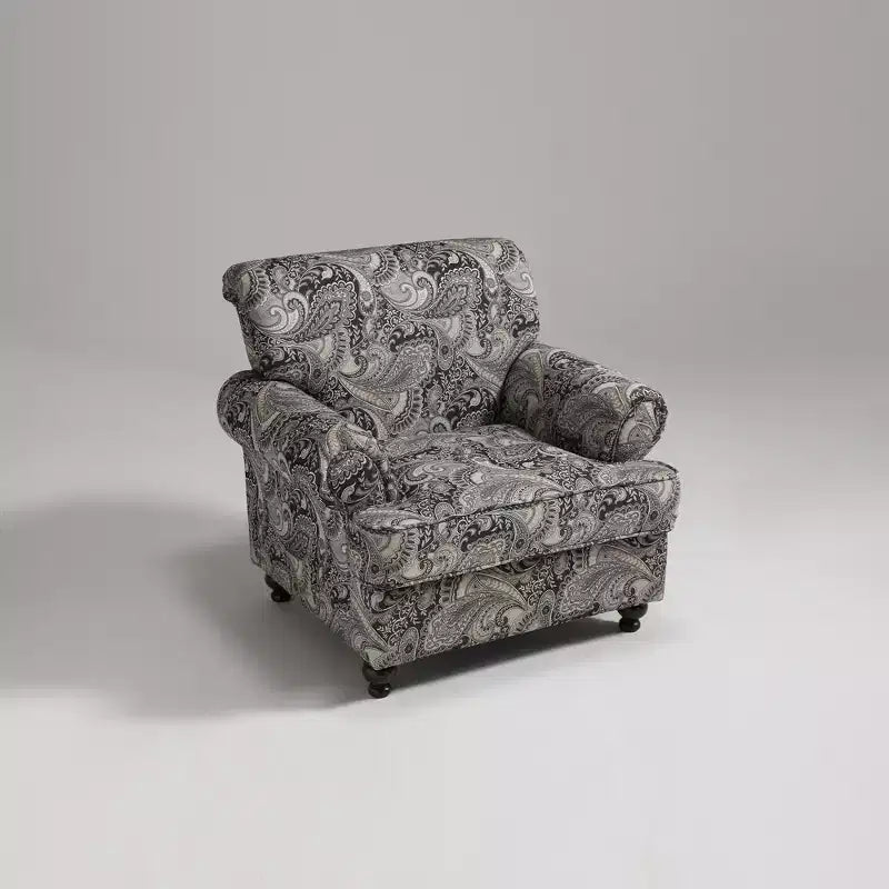 Floral Upholstered Chair - Chenille Fabric,Cozy Lounge Chair for Living Room, Bedroom, or Office