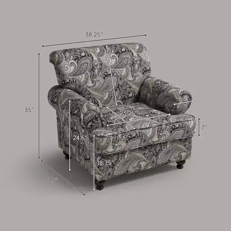 Fauteuil tapissé de fleurs - Tissu chenille, fauteuil confortable pour salon, chambre ou bureau