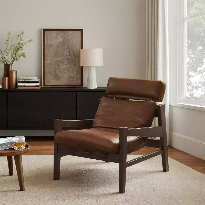 Fauteuil de salon en cuir Art Leon
