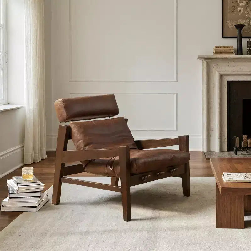 Fauteuil de salon en cuir Art Leon
