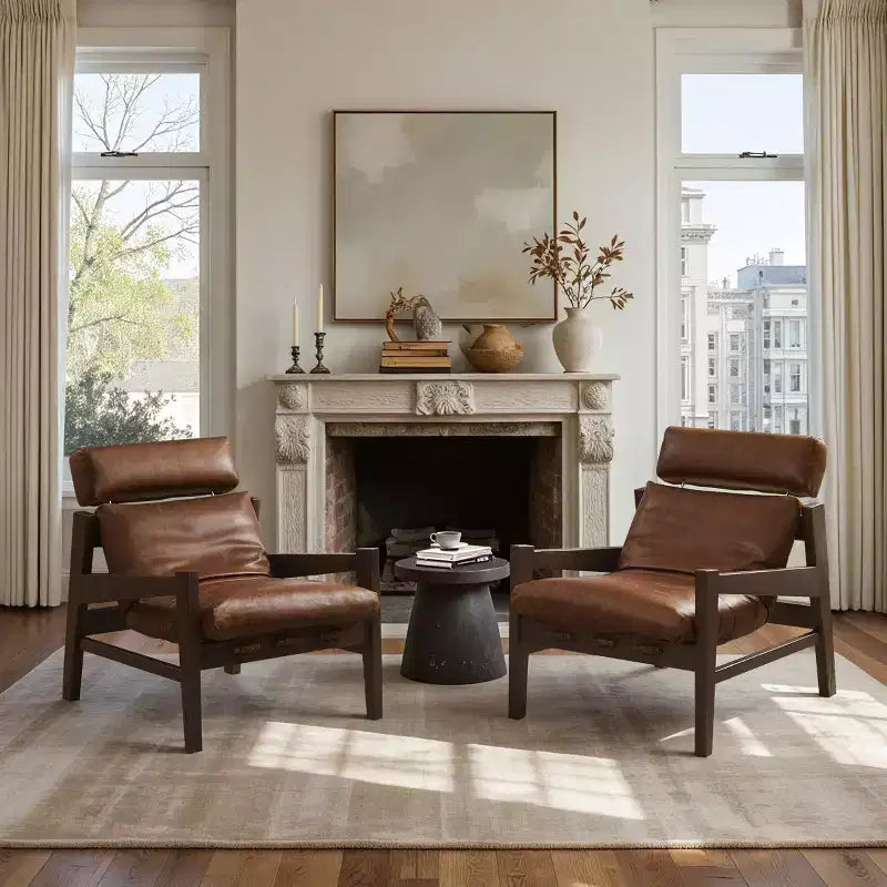 Fauteuil de salon en cuir Art Leon