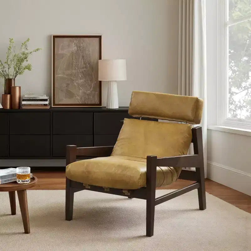 Fauteuil de salon en cuir Art Leon