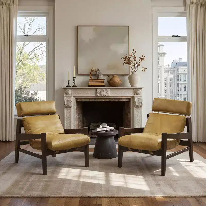Fauteuil de salon en cuir Art Leon