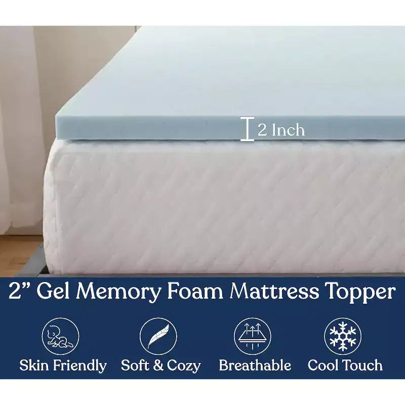 Surmatelas en mousse à mémoire de forme infusée de gel de 5 cm, conception ventilée pour une meilleure circulation de l'air