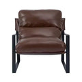 VEVOR Accent Chair, Modern PU Leather Armchair, Cozy Upholstered Chair, with Soft Foam Cushioning, Sturdy Metal Frame, and Detachable Cushion, Brown