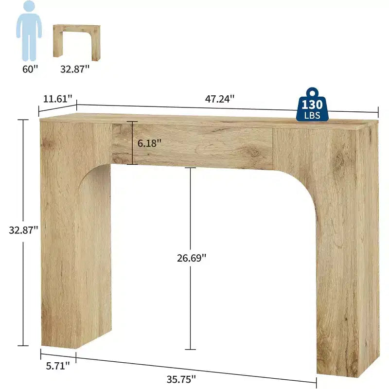 Console, Table de canapé rectangulaire en bois derrière le canapé, Table d'entrée industrielle, Table de couloir de ferme, Tables d'entrée de ferme