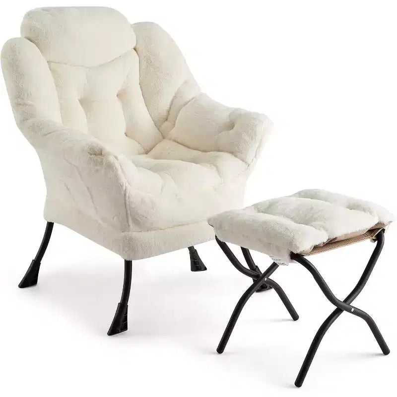 Acekool Lounge Set - Plush Chair & Ottoman with Side Pocket